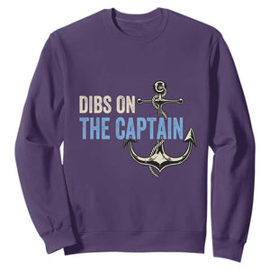 Funny Dibs On The Captain Sweatshirt Boating Boat Lover Anchor TS11 Purple Print Your Wear