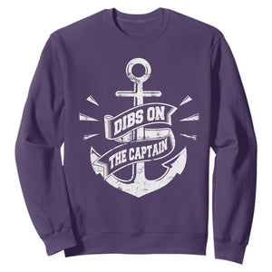 Funny Dibs On The Captain Sweatshirt Boating Boat Lover Vintage Anchor TS11 Purple Print Your Wear