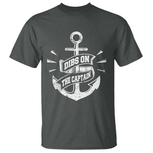 Funny Dibs On The Captain T Shirt Boating Boat Lover Vintage Anchor TS11 Dark Heather Print Your Wear
