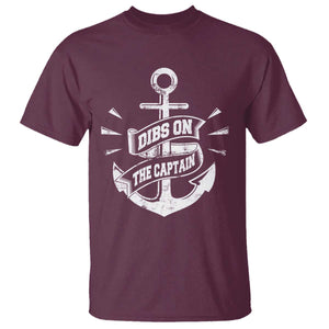 Funny Dibs On The Captain T Shirt Boating Boat Lover Vintage Anchor TS11 Maroon Print Your Wear