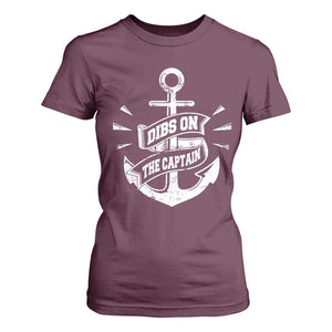 Funny Dibs On The Captain T Shirt For Women Boating Boat Lover Vintage Anchor TS11 Maroon Print Your Wear