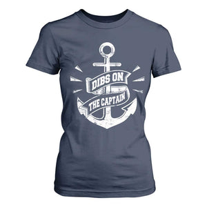 Funny Dibs On The Captain T Shirt For Women Boating Boat Lover Vintage Anchor TS11 Navy Print Your Wear