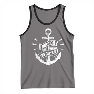 Funny Dibs On The Captain Tank Top Boating Boat Lover Vintage Anchor TS11 Deep Heather Black Print Your Wear