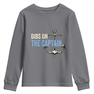 Funny Dibs On The Captain Youth Sweatshirt Boating Boat Lover Anchor TS11 Charcoal Print Your Wear