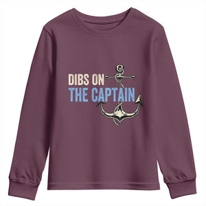 Funny Dibs On The Captain Youth Sweatshirt Boating Boat Lover Anchor TS11 Maroon Print Your Wear