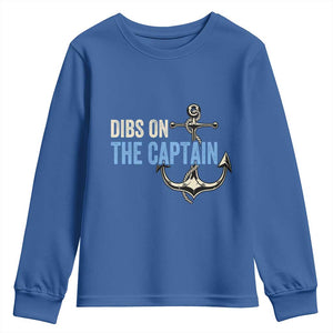 Funny Dibs On The Captain Youth Sweatshirt Boating Boat Lover Anchor TS11 Royal Blue Print Your Wear
