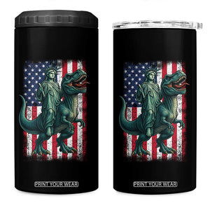 Funny Dinosaur Statue Of Liberty 4th Of July 4 in 1 Can Cooler Tumbler American Flag TS11 One Size: 16 oz Black Print Your Wear