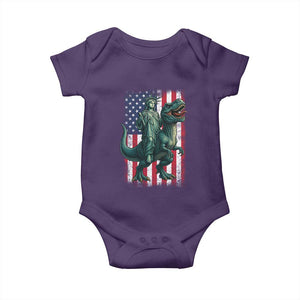 Funny Dinosaur Statue Of Liberty 4th Of July Baby Onesie American Flag TS11 Purple Print Your Wear