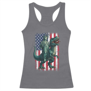 Funny Dinosaur Statue Of Liberty 4th Of July Racerback Tank Top American Flag TS11 Charcoal Print Your Wear