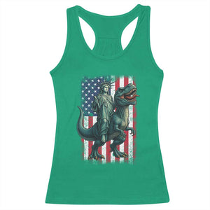 Funny Dinosaur Statue Of Liberty 4th Of July Racerback Tank Top American Flag TS11 Irish Green Print Your Wear