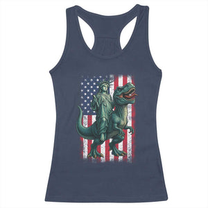 Funny Dinosaur Statue Of Liberty 4th Of July Racerback Tank Top American Flag TS11 Navy Print Your Wear