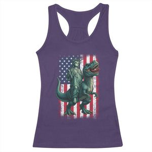 Funny Dinosaur Statue Of Liberty 4th Of July Racerback Tank Top American Flag TS11 Purple Print Your Wear