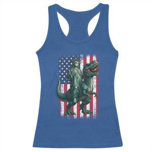 Funny Dinosaur Statue Of Liberty 4th Of July Racerback Tank Top American Flag TS11 Royal Blue Print Your Wear