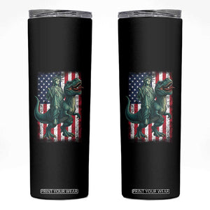 Funny Dinosaur Statue Of Liberty 4th Of July Skinny Tumbler American Flag TS11 Black Print Your Wear