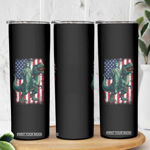 Funny Dinosaur Statue Of Liberty 4th Of July Skinny Tumbler American Flag TS11 Print Your Wear