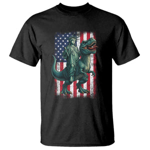 Funny Dinosaur Statue Of Liberty 4th Of July T Shirt American Flag TS11 Black Print Your Wear