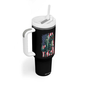 Funny Dinosaur Statue Of Liberty 4th Of July Tumbler With Handle American Flag TS11 Print Your Wear