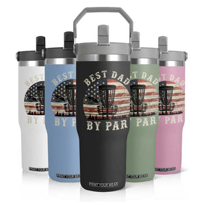 Funny Disc Golf Dad Best Dad By Par Flip Straw Tumbler Vintage American Flag Fathers Day TS11 Print Your Wear