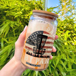 Funny Disc Golf Dad Best Dad By Par Glass Can Vintage American Flag Fathers Day TS11 Print Your Wear