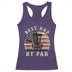 Funny Disc Golf Dad Best Dad By Par Racerback Tank Top Vintage American Flag Fathers Day TS11 Purple Print Your Wear