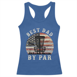 Funny Disc Golf Dad Best Dad By Par Racerback Tank Top Vintage American Flag Fathers Day TS11 Royal Blue Print Your Wear
