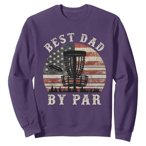 Funny Disc Golf Dad Best Dad By Par Sweatshirt Vintage American Flag Fathers Day TS11 Purple Print Your Wear