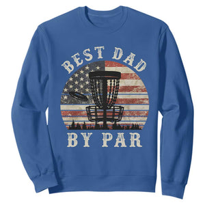 Funny Disc Golf Dad Best Dad By Par Sweatshirt Vintage American Flag Fathers Day TS11 Royal Blue Print Your Wear