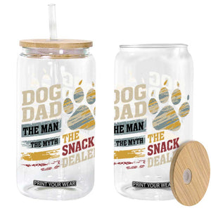 Funny Dog Dad The Man The Myth The Snack Dealer Glass Can Fur Dad Fathers Day TS11 Black Print Your Wear