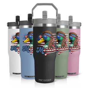 Funny Duck Merica Flip Straw Tumbler 4th Of July American Flag Patriotic Hunting TS11 Print Your Wear