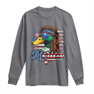 Funny Duck Merica Long Sleeve Shirt 4th Of July American Flag Patriotic Hunting TS11 Charcoal Print Your Wear