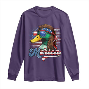 Funny Duck Merica Long Sleeve Shirt 4th Of July American Flag Patriotic Hunting TS11 Purple Print Your Wear