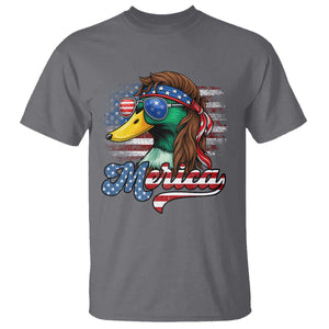 Funny Duck Merica T Shirt 4th Of July American Flag Patriotic Hunting TS11 Charcoal Print Your Wear
