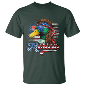 Funny Duck Merica T Shirt 4th Of July American Flag Patriotic Hunting TS11 Dark Forest Green Print Your Wear
