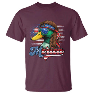 Funny Duck Merica T Shirt 4th Of July American Flag Patriotic Hunting TS11 Maroon Print Your Wear