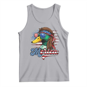 Funny Duck Merica Tank Top 4th Of July American Flag Patriotic Hunting TS11 Athletic Heather Print Your Wear