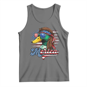 Funny Duck Merica Tank Top 4th Of July American Flag Patriotic Hunting TS11 Black Heather Print Your Wear