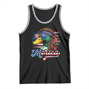 Funny Duck Merica Tank Top 4th Of July American Flag Patriotic Hunting TS11 Black Athletic Heather Print Your Wear