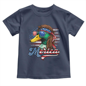 Funny Duck Merica Toddler T Shirt 4th Of July American Flag Patriotic Hunting TS11 Navy Print Your Wear