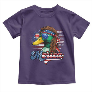 Funny Duck Merica Toddler T Shirt 4th Of July American Flag Patriotic Hunting TS11 Purple Print Your Wear