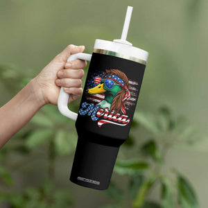 Funny Duck Merica Tumbler With Handle 4th Of July American Flag Patriotic Hunting TS11 Print Your Wear