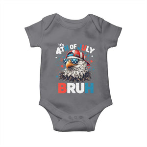 Funny Eagle It's 4th Of July Bruh Baby Onesie Patriotic Bald Eagle American Flag TS11 Charcoal Print Your Wear