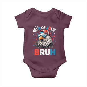 Funny Eagle It's 4th Of July Bruh Baby Onesie Patriotic Bald Eagle American Flag TS11 Maroon Print Your Wear