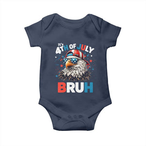 Funny Eagle It's 4th Of July Bruh Baby Onesie Patriotic Bald Eagle American Flag TS11 Navy Print Your Wear