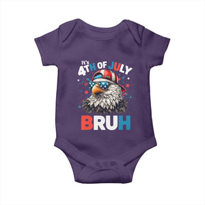 Funny Eagle It's 4th Of July Bruh Baby Onesie Patriotic Bald Eagle American Flag TS11 Purple Print Your Wear