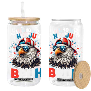 Funny Eagle It's 4th Of July Bruh Glass Can Patriotic Bald Eagle American Flag TS11 Black Print Your Wear