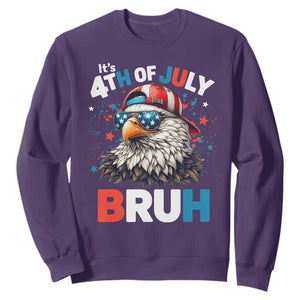 Funny Eagle It's 4th Of July Bruh Sweatshirt Patriotic Bald Eagle American Flag TS11 Purple Print Your Wear