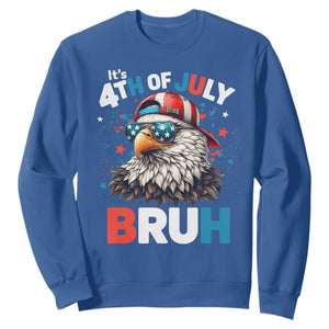Funny Eagle It's 4th Of July Bruh Sweatshirt Patriotic Bald Eagle American Flag TS11 Royal Blue Print Your Wear
