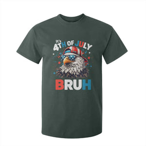 Funny Eagle It's 4th Of July Bruh T Shirt For Kid Patriotic Bald Eagle American Flag TS11 Dark Forest Green Print Your Wear