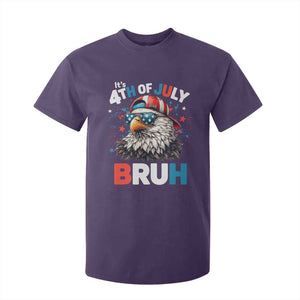 Funny Eagle It's 4th Of July Bruh T Shirt For Kid Patriotic Bald Eagle American Flag TS11 Purple Print Your Wear