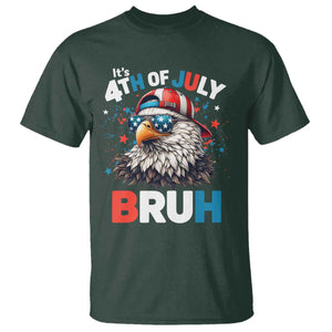 Funny Eagle It's 4th Of July Bruh T Shirt Patriotic Bald Eagle American Flag TS11 Dark Forest Green Print Your Wear